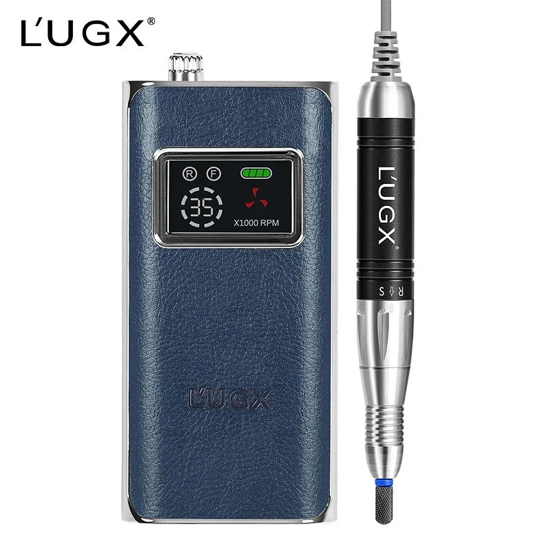 Lugx OEM/ODM New Model Microfiber Leather Rechargeable Portable 35000 Rpm Coreless Nail Drill