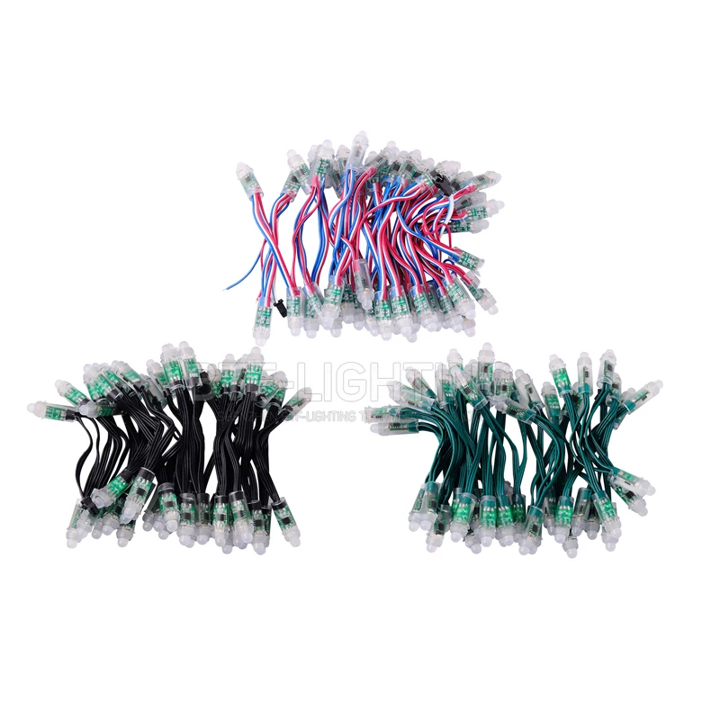 100 stücke 12mm WS2811 LED-Module 2811 IC Schwarz/Grün/Weiß/Kristall/RGB Draht, RGB Digital Led pixel-Module, IP68 wasserdicht, DC 12v