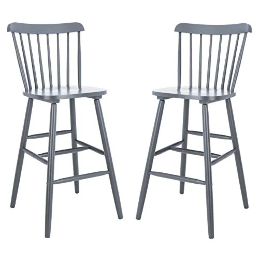 

Комплект из 2-х серых барных стульев Galena Spindle Back, 30 дюймов, для кухонного острова, современный декор, прочное дерево и мягкая обивка