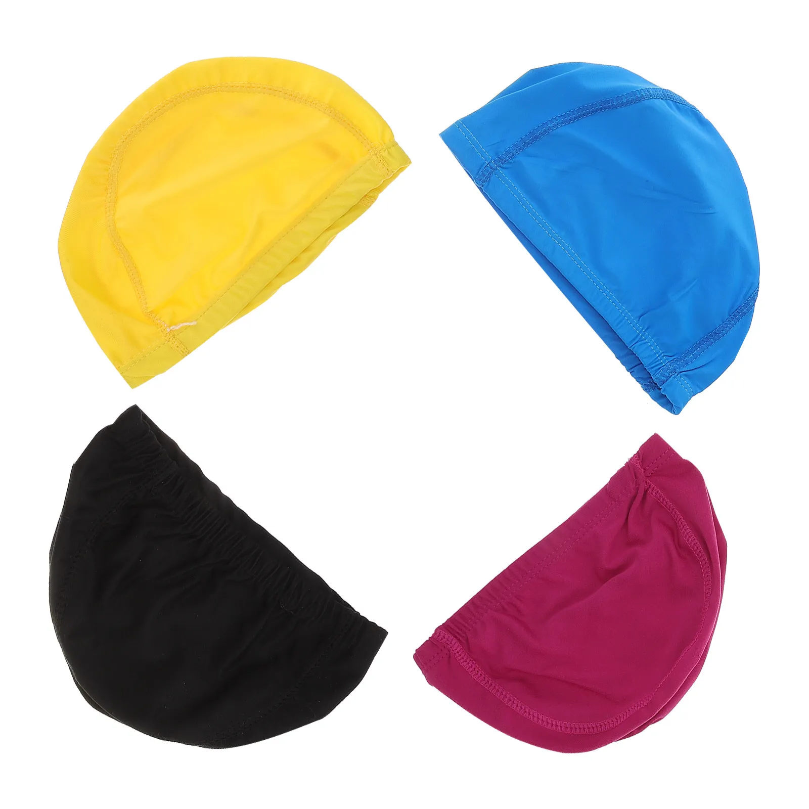 Elastic Nylon Swim Caps for Adults – 4pcs Comfortable Breathable Lightweight Swimming Hair Caps Set