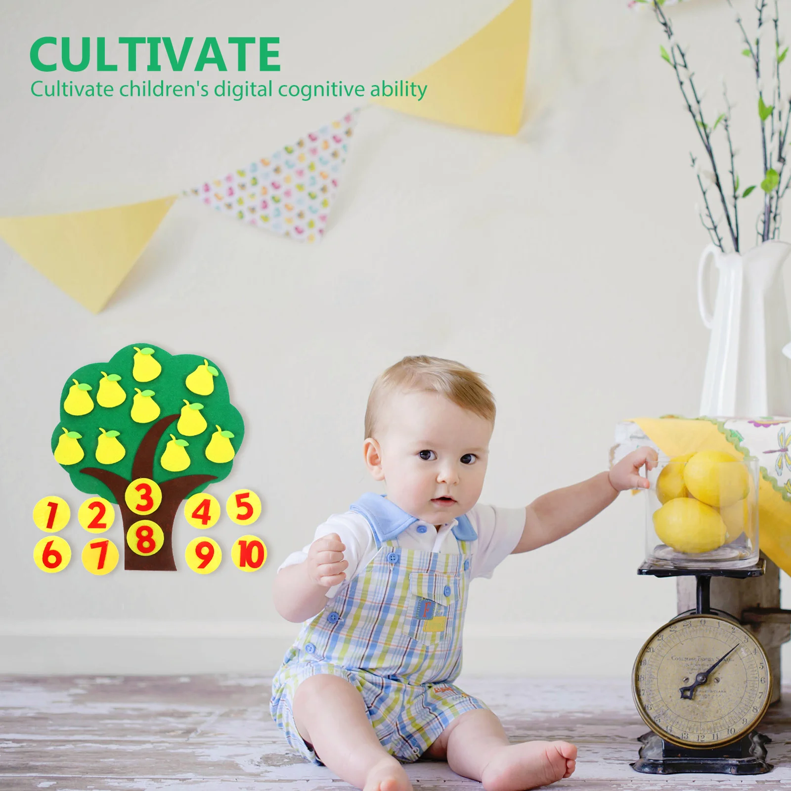 Digital Cognitive Toys Number Recognition Matching Non-woven Fruit Tree Fairy Practical Kids Educational Children