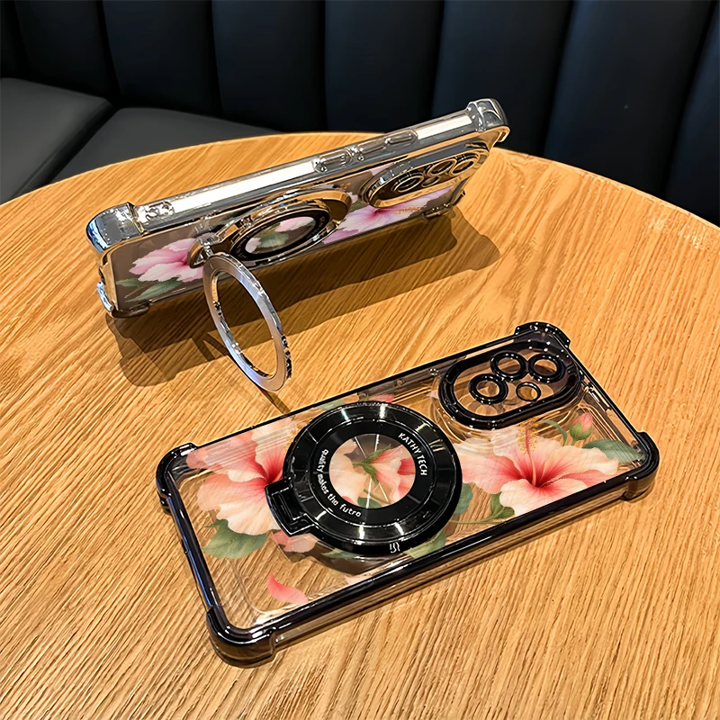 Pink Hibiscus Flowers Pattern Case For OPPO Realme C11 C15 C20A C21Y C25Y C30S C31 Four Corners Anti Drop Transparent Cases Capa