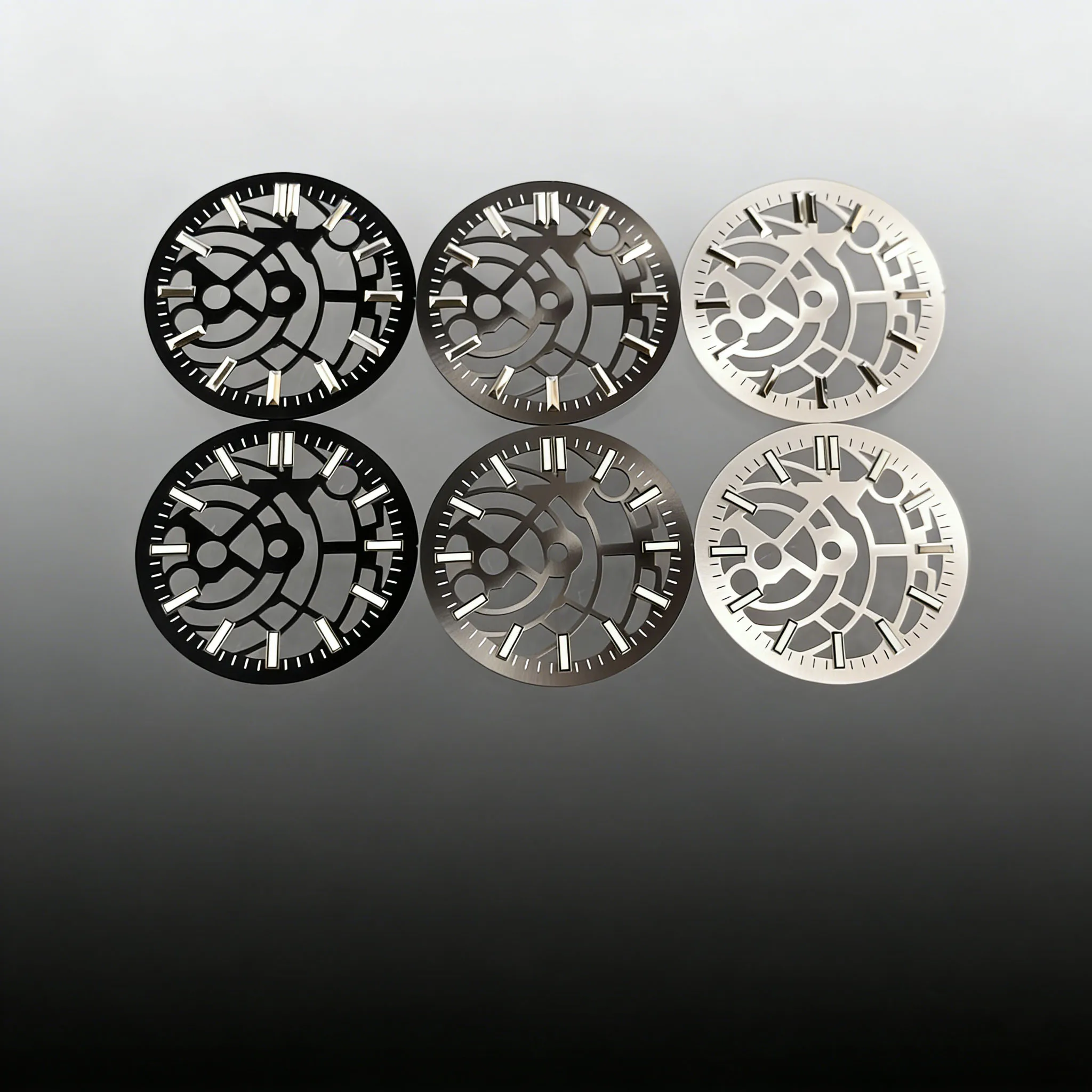 Skeleton Hollow-out Watch Dial 29mm Silver Grey Black For NH35 NH38 NH70 NH71 NH72 Automatic Movement High Quality Watch Parts