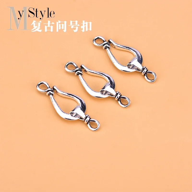 S925 Sterling Silver Vintage cool fashion question mark buckle closing buckle connecting buckle hand woven jewelry DIY accessori