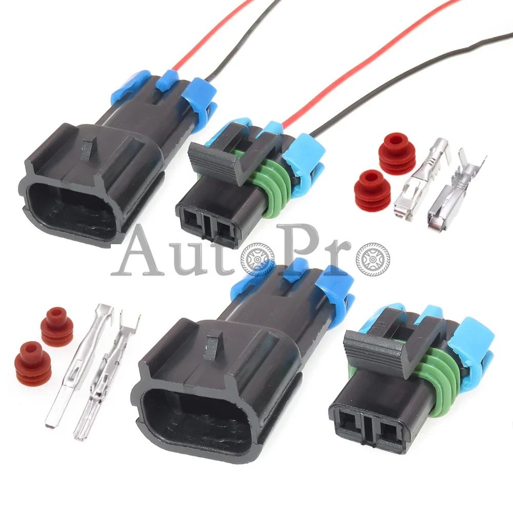 1 Set 2 Hole 15300027 15300002 AC Assembly Auto Male Female Docking Sockets Car Fan Wiring Cable Sealed Connector