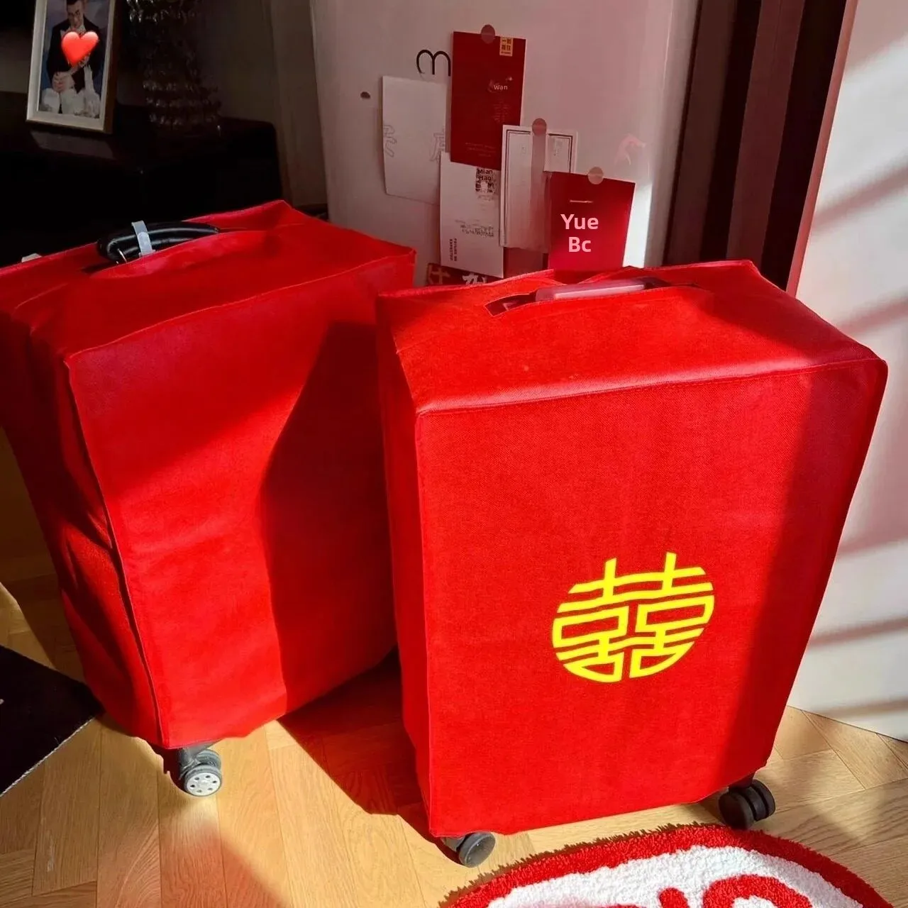 Wedding Celebration Red Protective Cover Elastic Travel Suitcase Cover Bag Protector for Marriage Ceremony And Travel