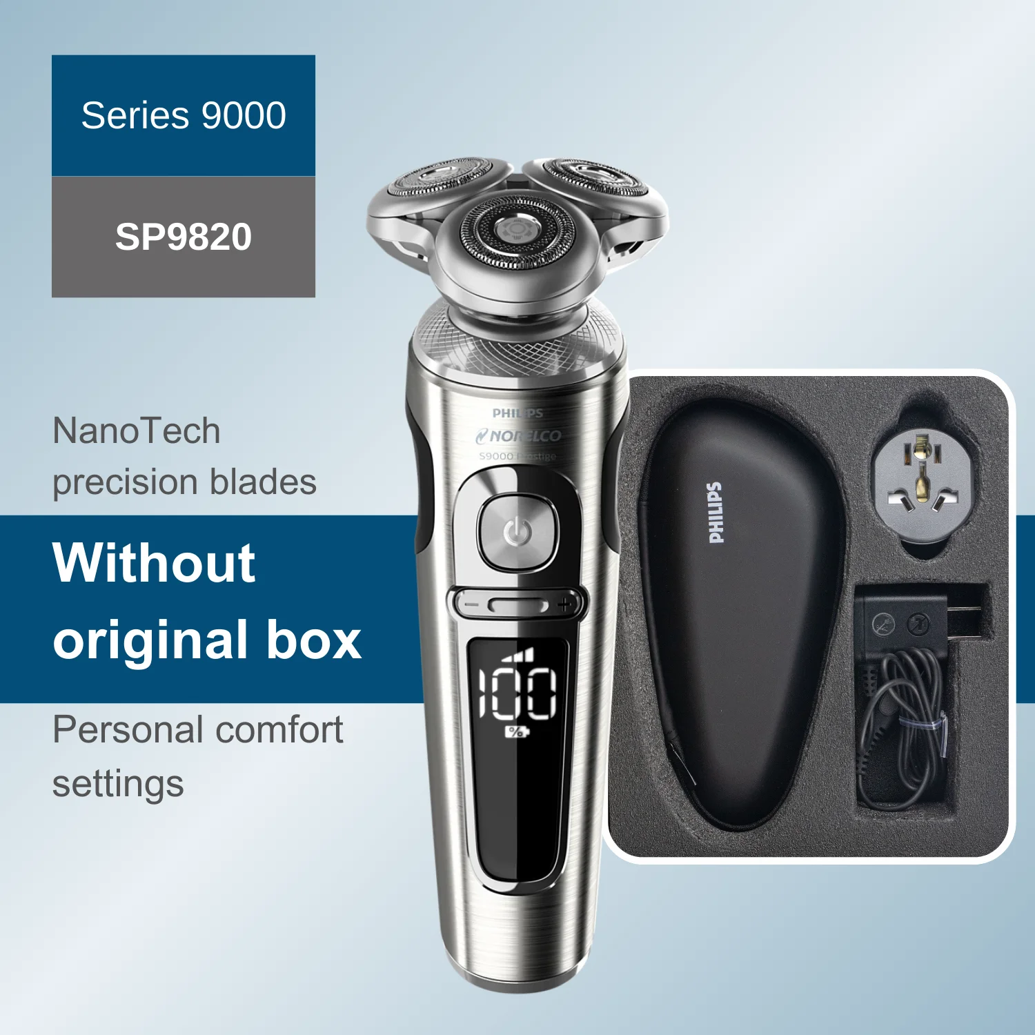 Philips Norelco Razor Shaver  Series 9000 S9820, Wet & Dry, No original packaging, Quick Charge