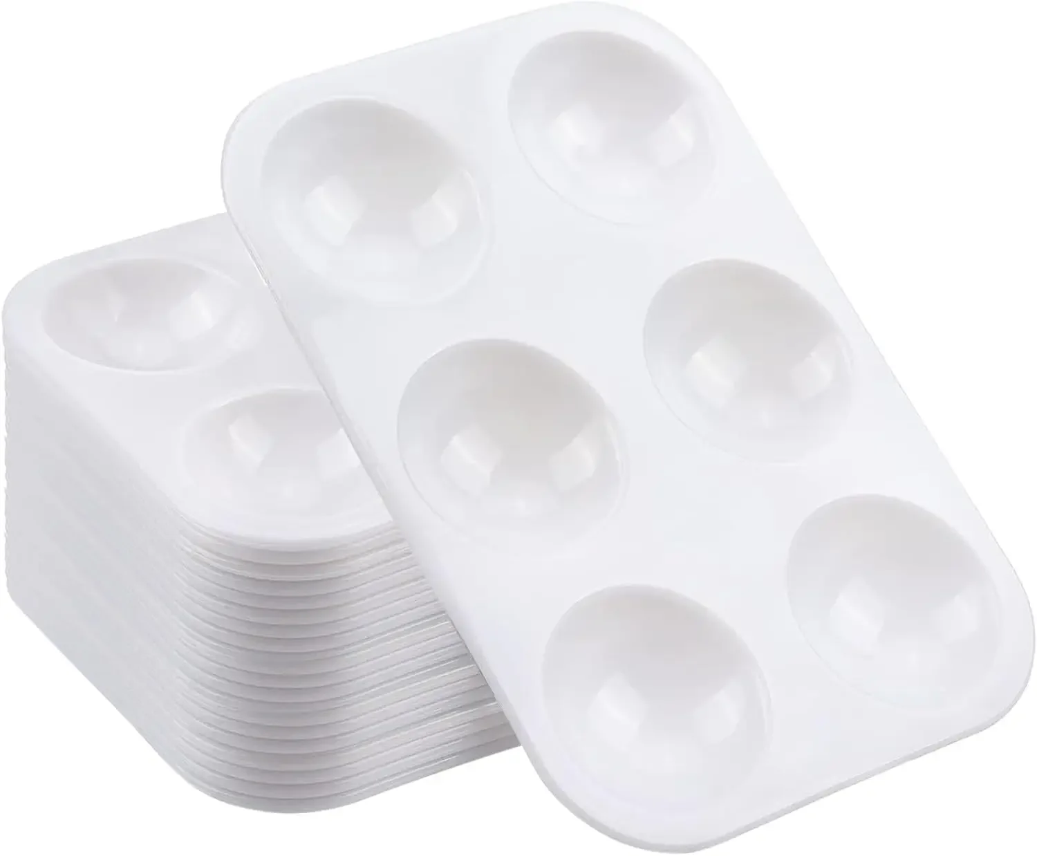 20 Pcs White Paint Tray Palettes With 6 Wells For Watercolor, DIY Craft & Art Painting
