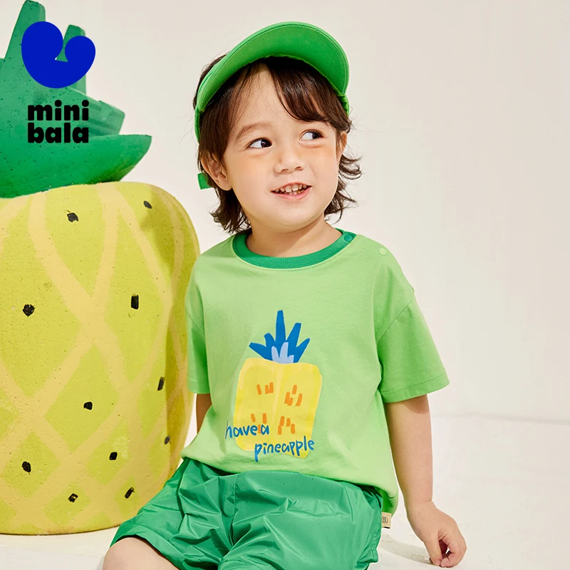 Mini Bala Short Sleeve T-Shirt Kids Summer Fruit Thin Pure Cotton T-Shirt for Children and Infants