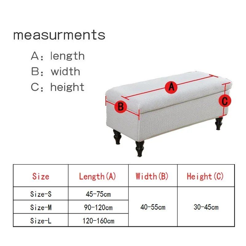 Plain Color Stretch Foot Stool Cover Rectangle Storage Ottoman Covers Anti-Dust Polar Fleece Footrest Seat Slipcovers Protector