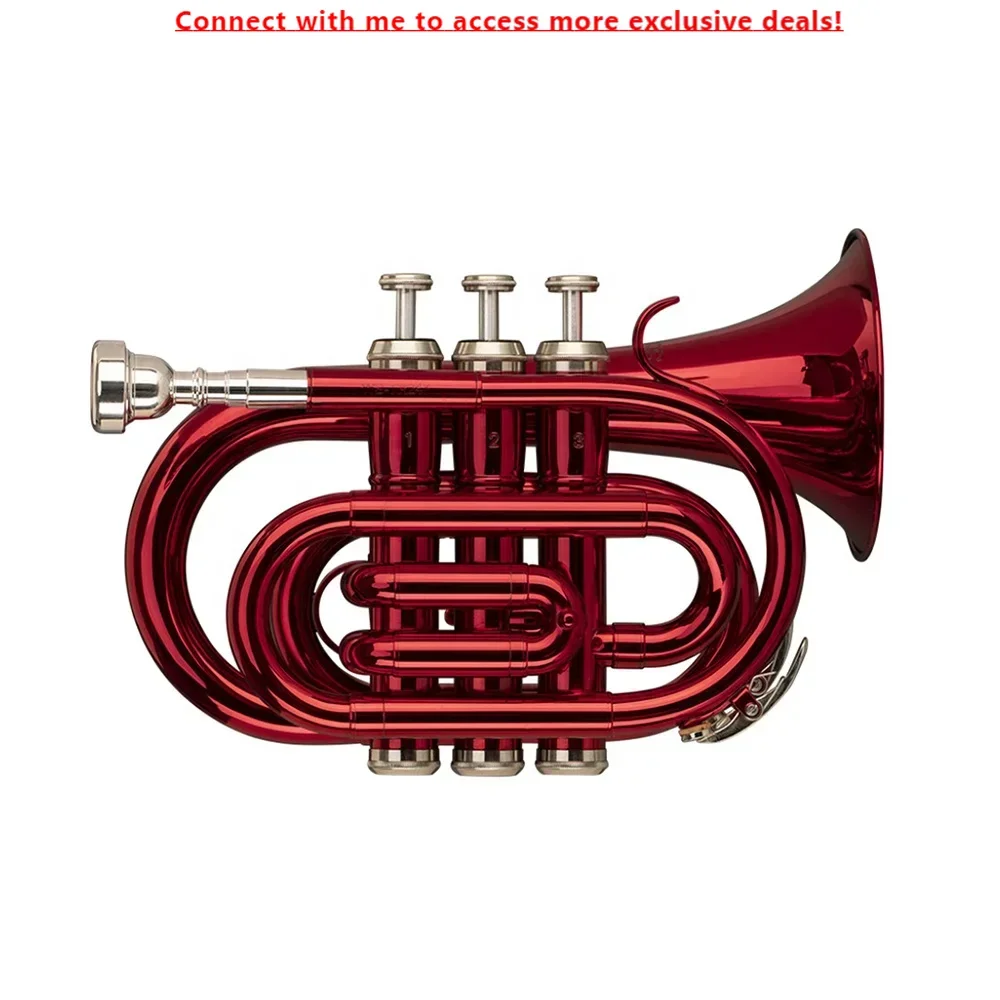 

SEASOUND High Quality Red Mini Pocket Trumpet Instrument OEM JYPT406RD BB Tone Brass Body