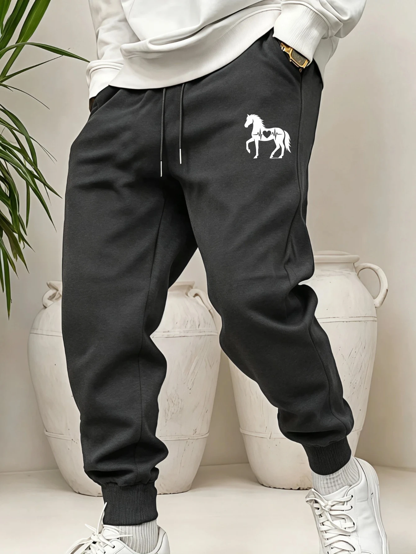 2026 Hot Sale Men's Graphic Print Loose Joggers Drawstring Waist Elastic Cuffed Hem Streetwear Autumn Winter Outdoor Sweatpants