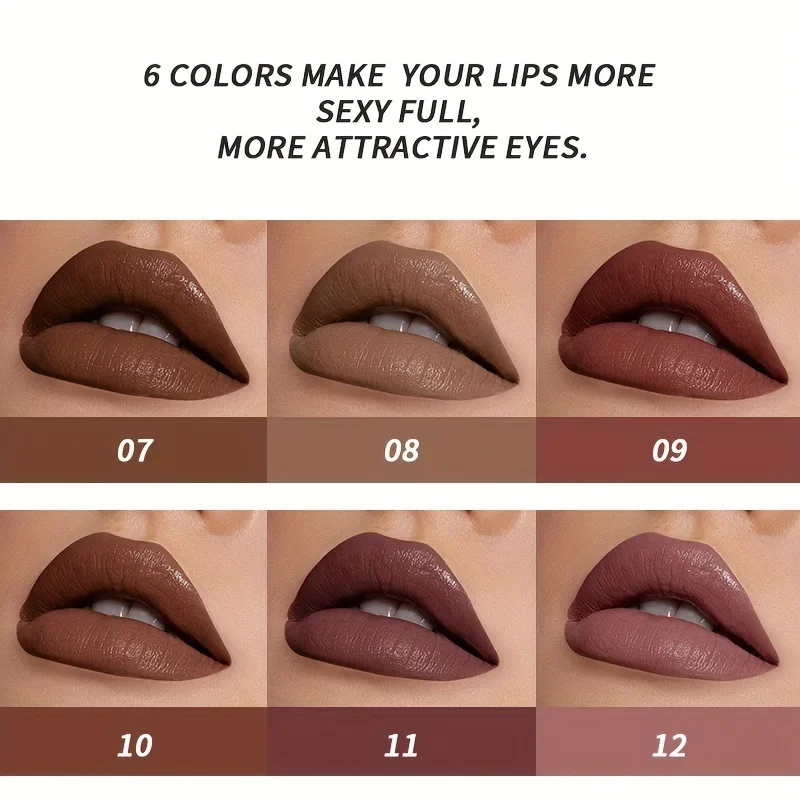 1Pc Make-Up Matte Nude Liquid Lippenstift 6 Kleuren Waterdichte, Langdurige Lipgloss Sexy Rood Roze Fluwelen Lippenstift Vrouwen Cosmetisch