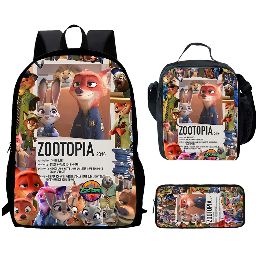 

Cartoon Zo-ot-op-ia Child School Backpack With Lunch Bags Pencil Bags For Age 4-9,Light Weight School Bags For Boys Girls