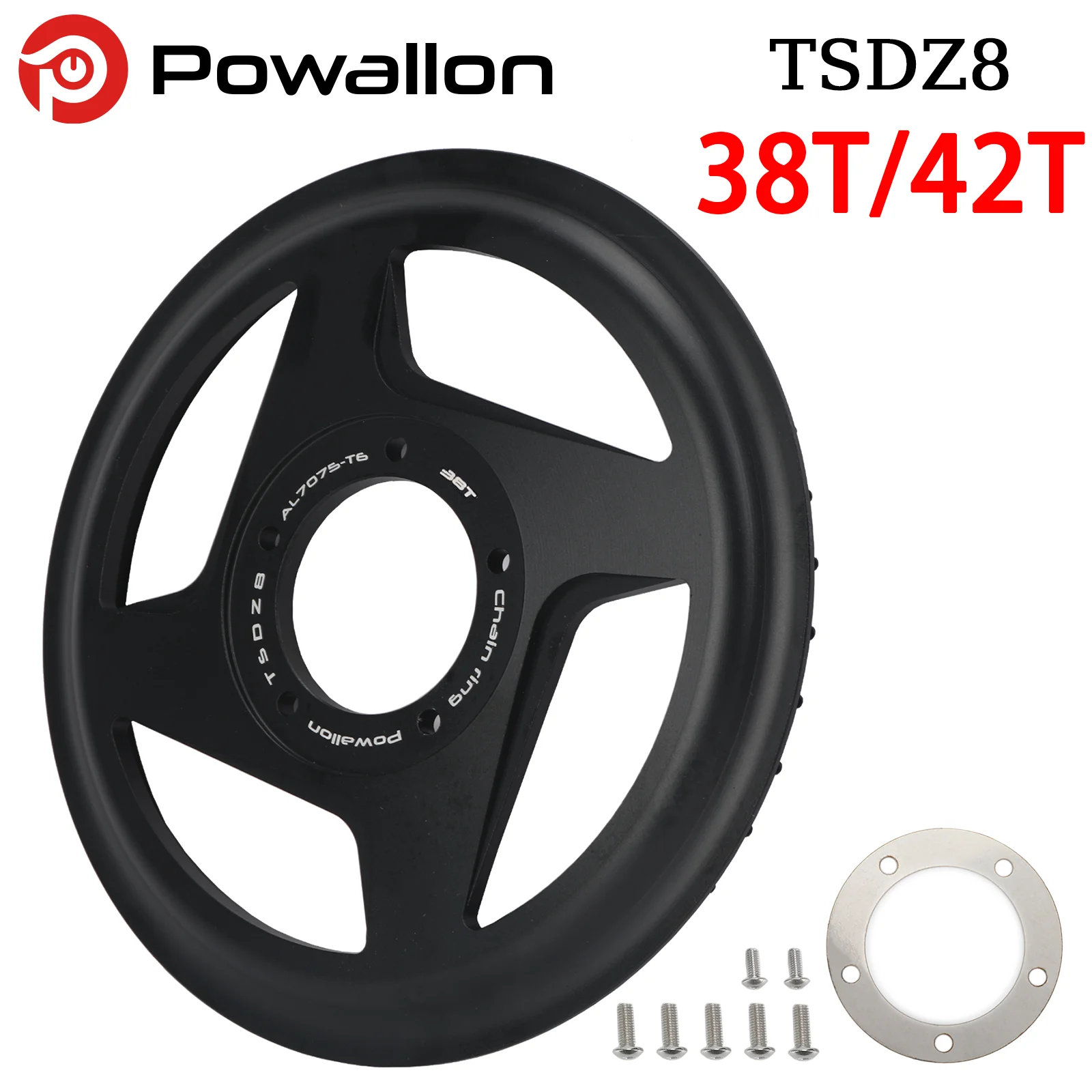 

38 42T Offset Chainring with Guard – Integrated Chainwheel for Tongsheng Mid-Drive Motor E-bike Conversion Kits