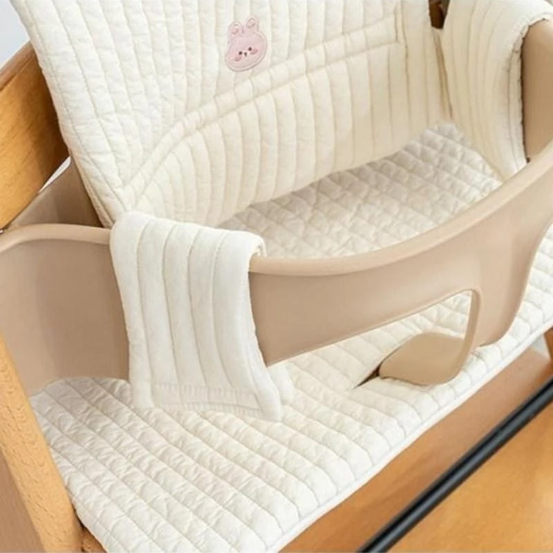 J15U Cartoon Print Dining Chairs Cushion Baby High Chair Cushion Pad Kids Growth Chair Pad Dust Proof Backrest Cushion