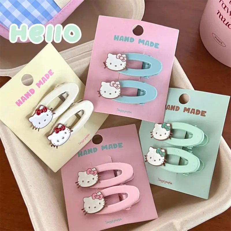 Pinza de pelo de Hello Kitty Sanrio Kt Cat, horquilla de aleación de dibujos animados de pato, Clip Bb de Metal, accesorios para el cabello, regalo de cumpleaños