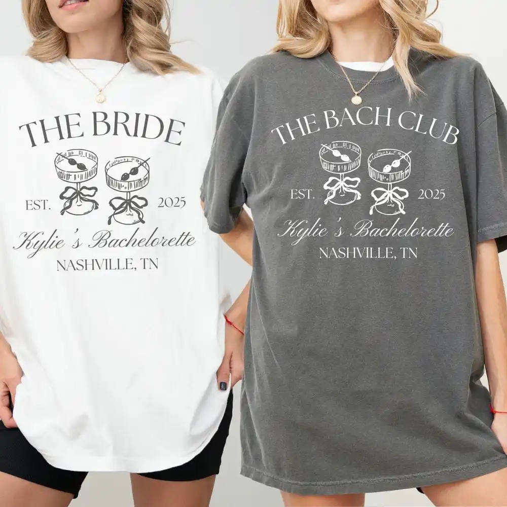 The Bach Club Bachelorette Print Comfort Shirts Custom Location And Name Bachelorette Party Tee Y2K Top Daily Trendy Streetwear