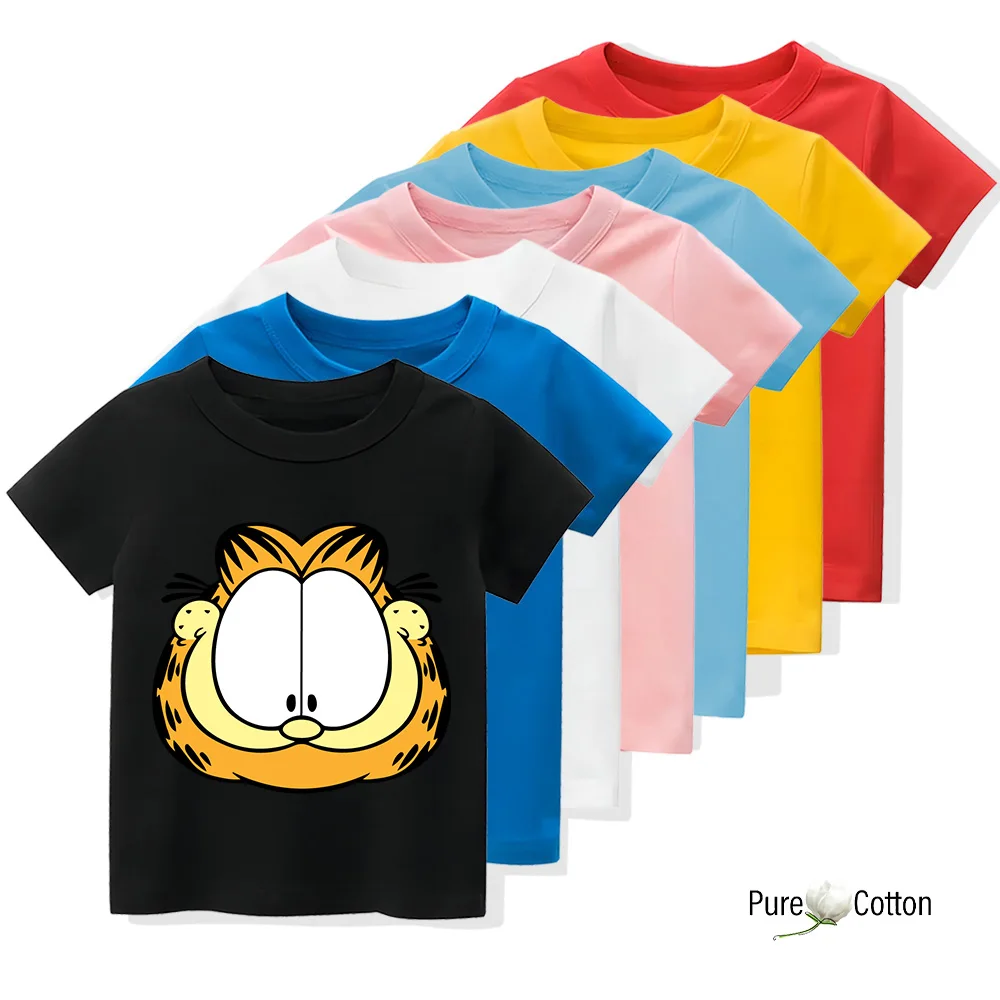 Funny and funny Garfield Emoticon print Cool top for children Essential Summer wardrobe items for children Keep cool Pure cotton