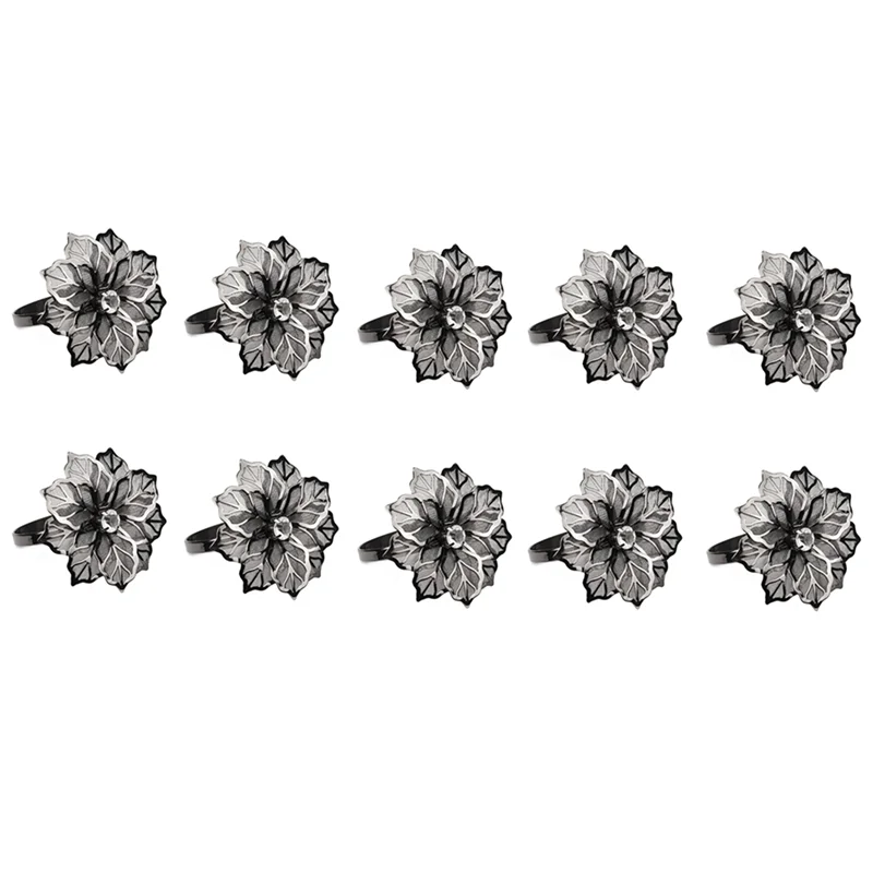 

Коллекция колец для салфеток BOFO, декоративный набор из 10 шт., тканевые салфетки, держатель для салфеток, кухонный декор, свадебный декор, черный, прочный