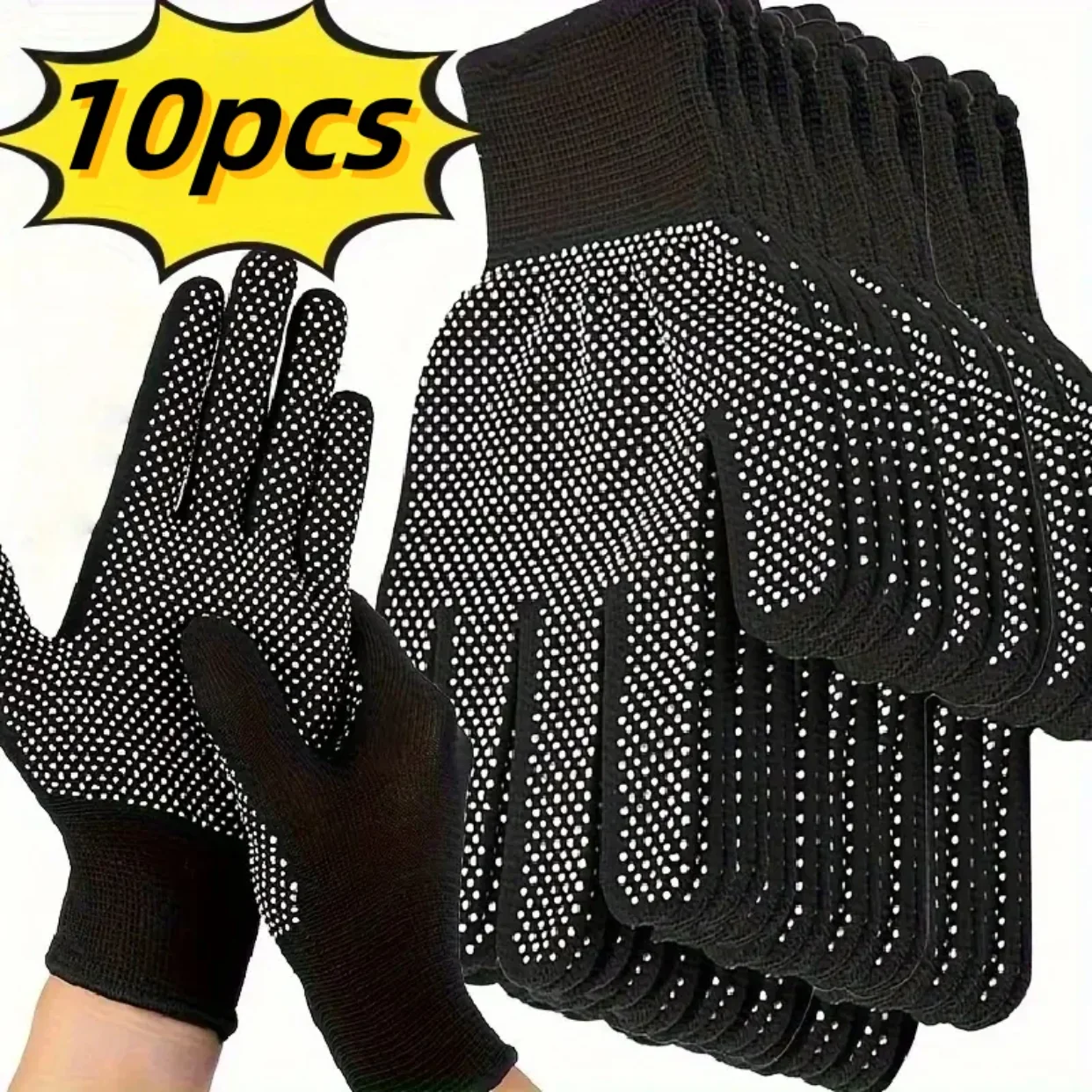 

10PCS Nylon Gloves - Breathable Non-Slip for Cycling, Fishing, Camping - Unisex Multicolor