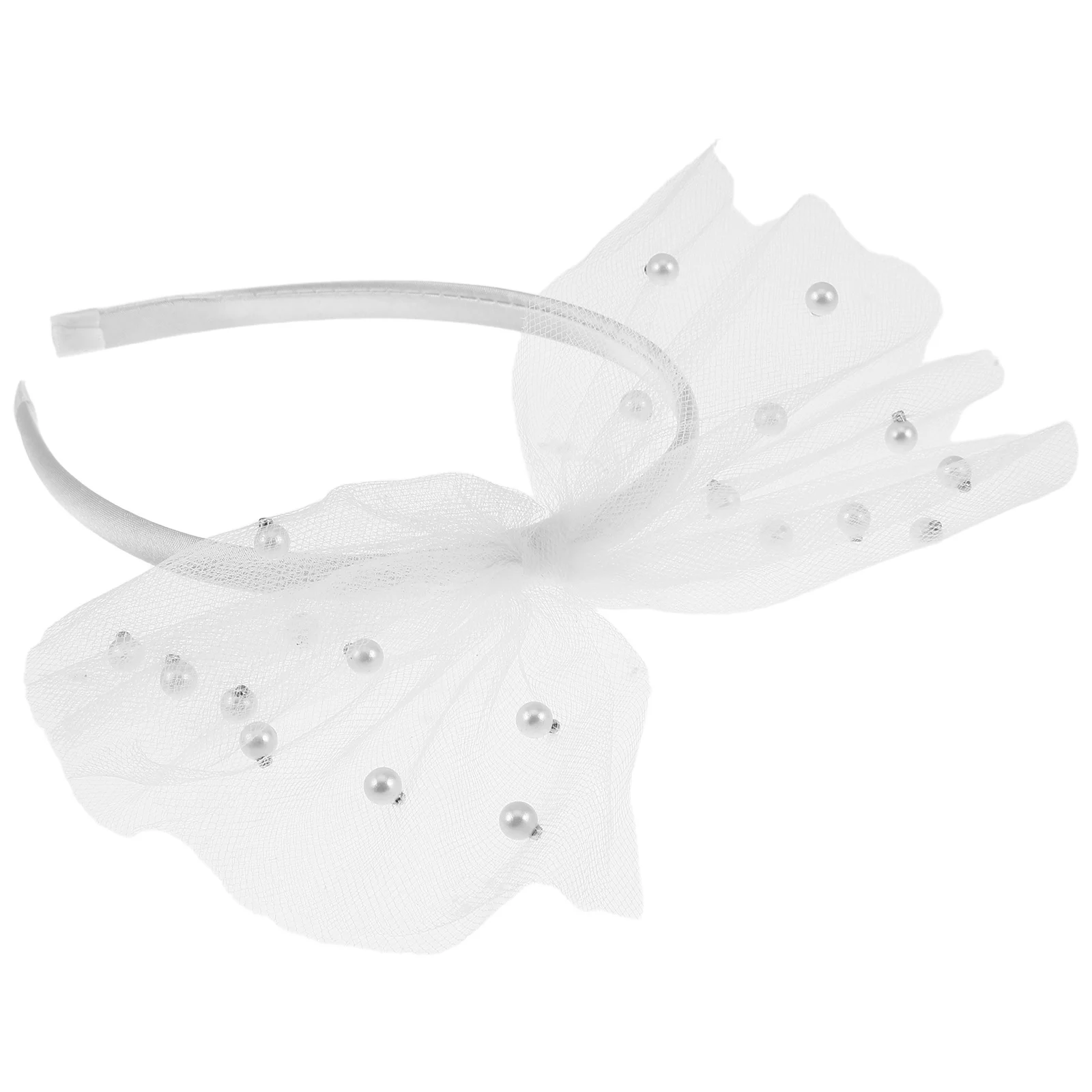 

Party Bowknot Headband Elegant Wide Tulle Bead Embellished Bow Hairband Bridal Festival Holiday Hair Accessories