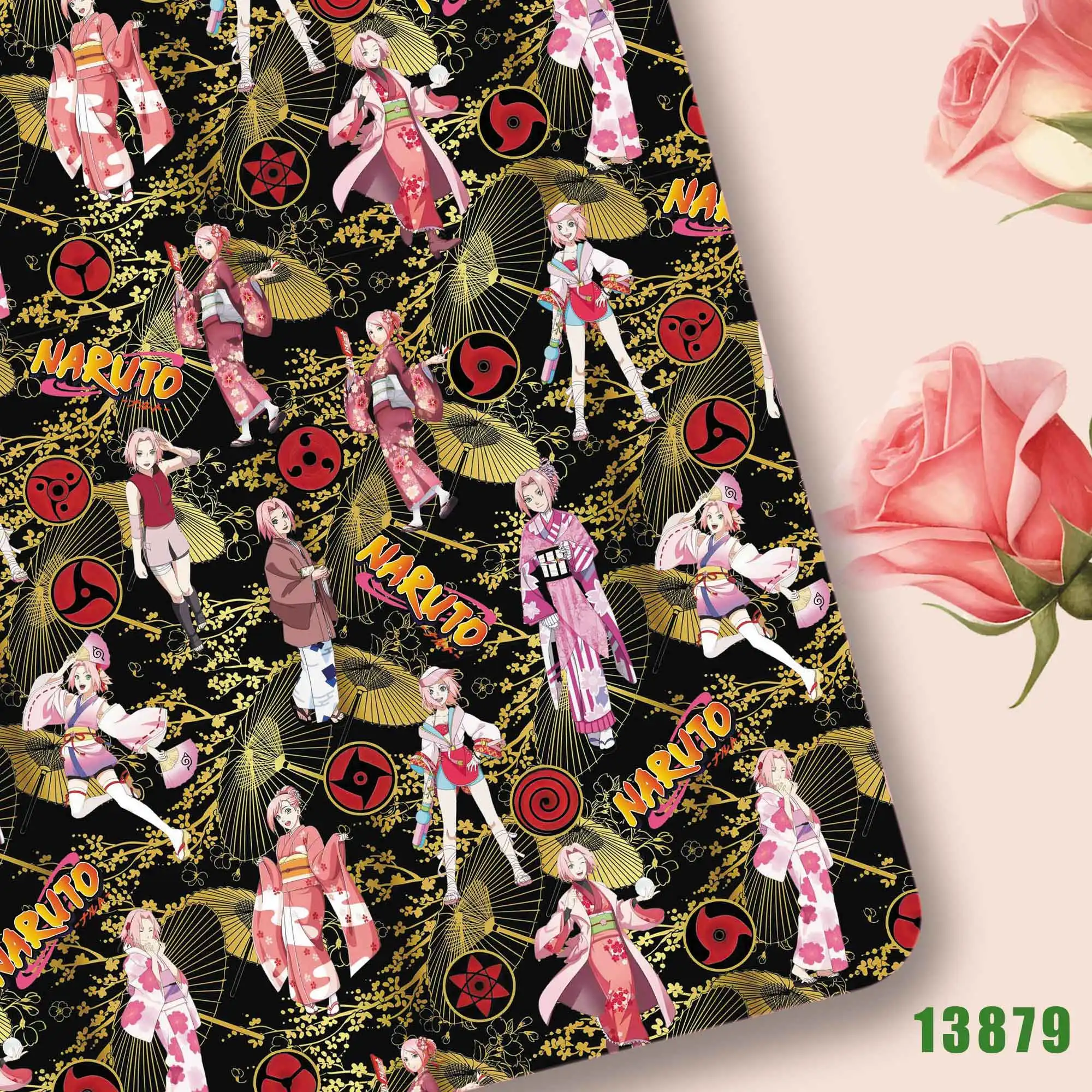 naruto Anime 140x50CM fabric cartoon patchwork children's home textile sewing doll skirt curtain DIY girl skirt tablecloth