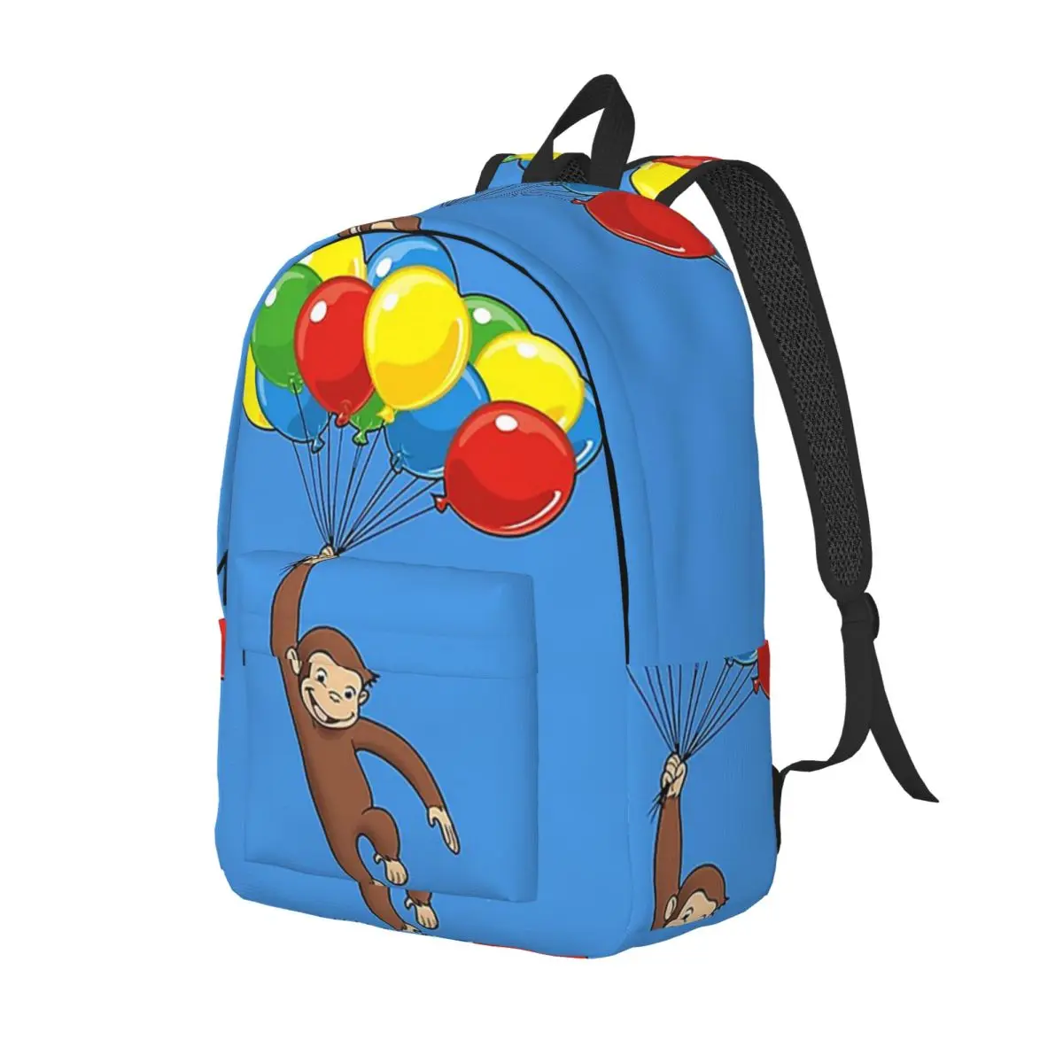 Curious George With Balloons Student Backpack School Bag Hiking Travel Daypack for Boys Girls Fashion Bookbag Shoulder Bags