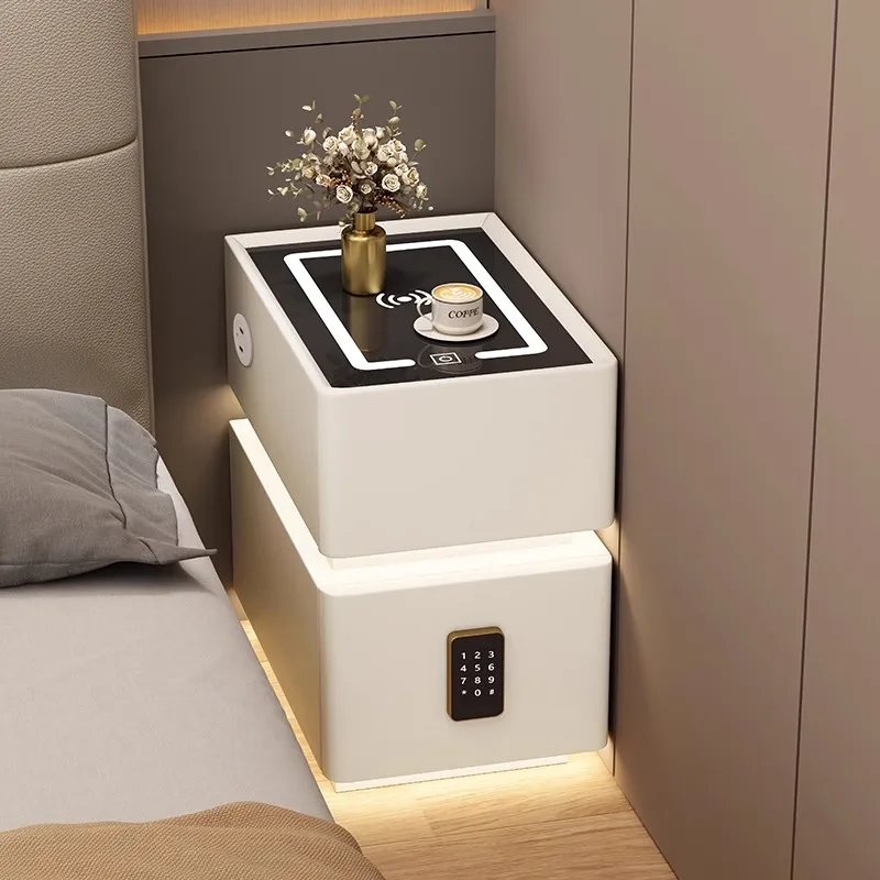 

Space Saving Narrow Bedside Table Charging Smart Nordic Storage Nightstand Trendy Drawers Led Mesa De Noche Replica Furniture