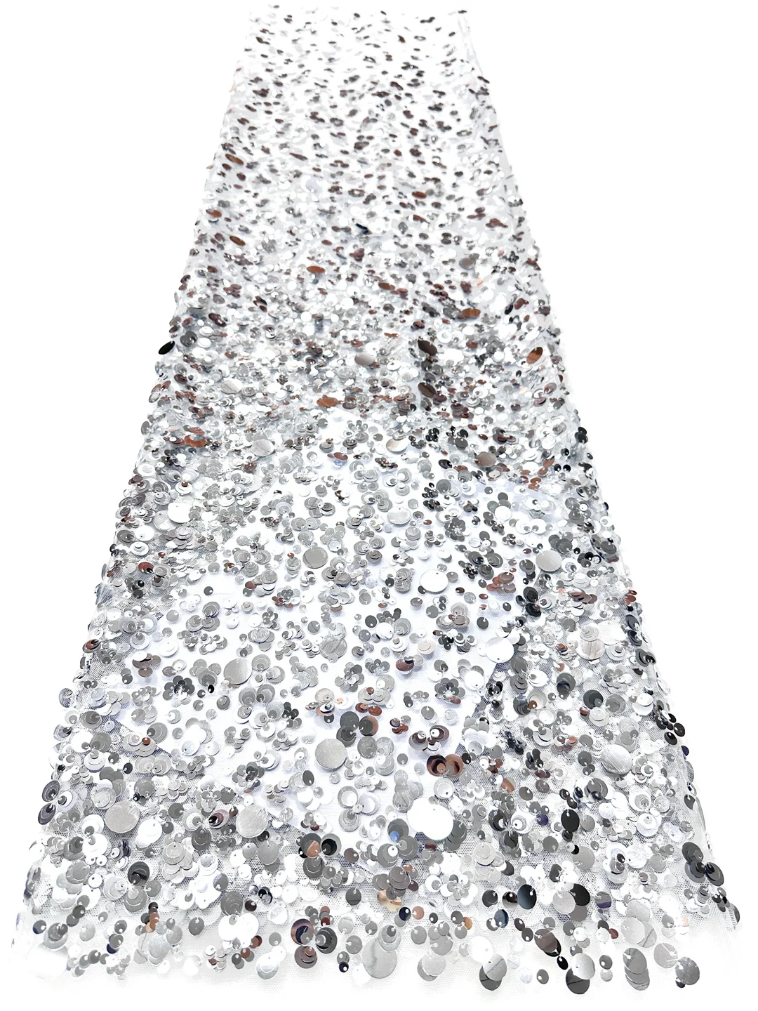 

2025 High Quality African Silver Sequins Lace Fabric Nigerian Wedding Bridal Tulle Embroidery French For Party Dresses Sewing