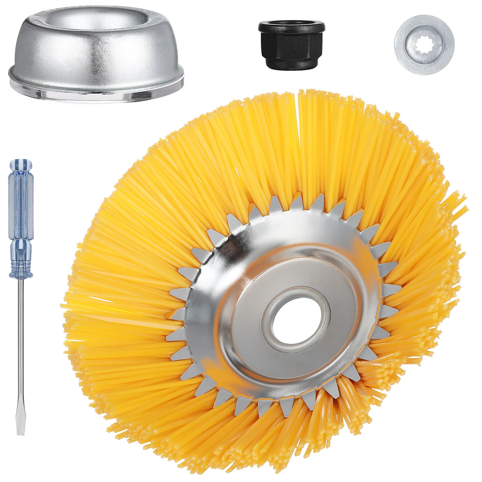 

8 Inch Trimmer Head Replacement Nylon Weed Brush for Lawn Mower Accessories Yellow Color Garden Edging Wire Brush Attachment