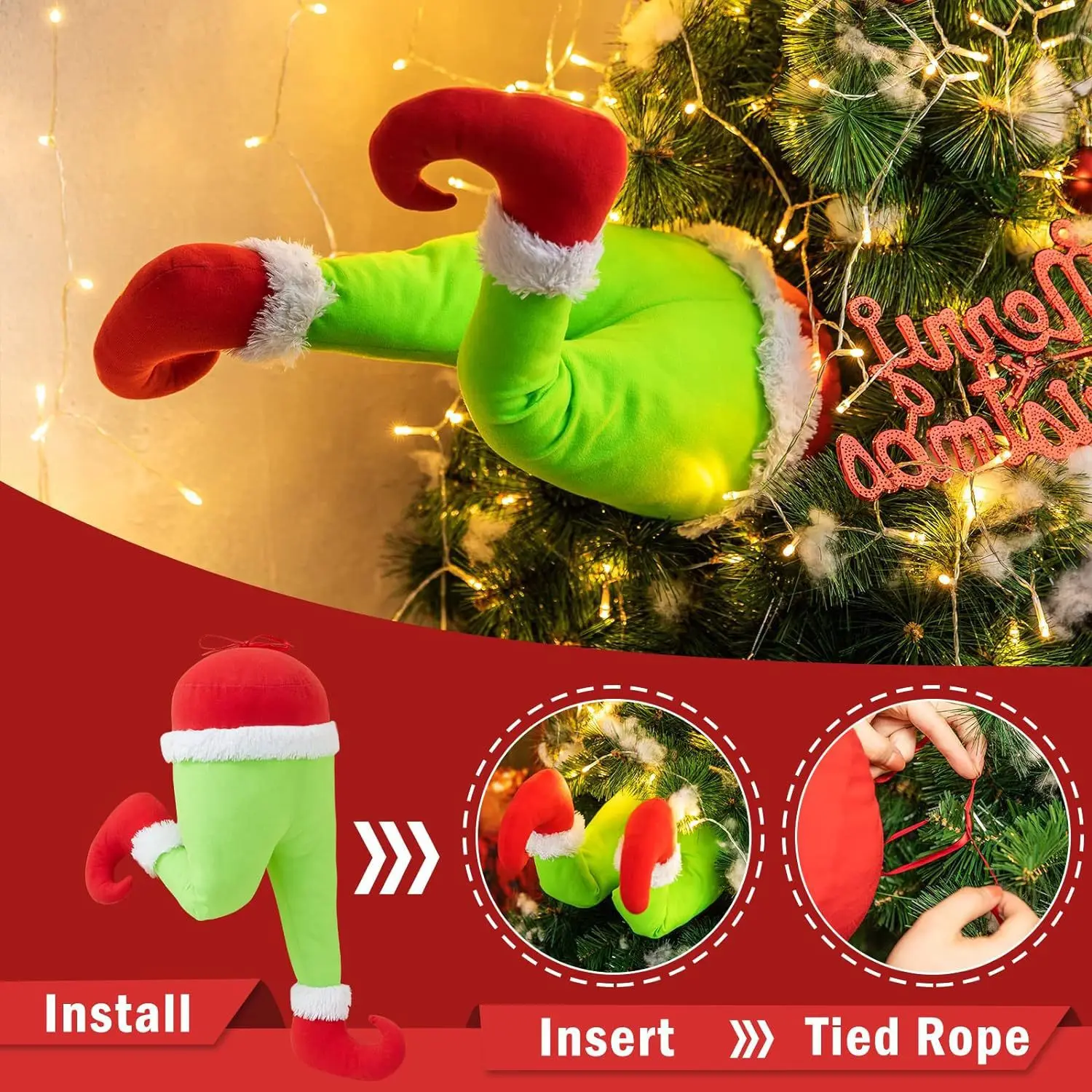 

Christmas Decorations Green Elf Red Santa Fake Legs Action Figure Tree Pendant Decoration Home Festive Atmosphere Creative Gifts