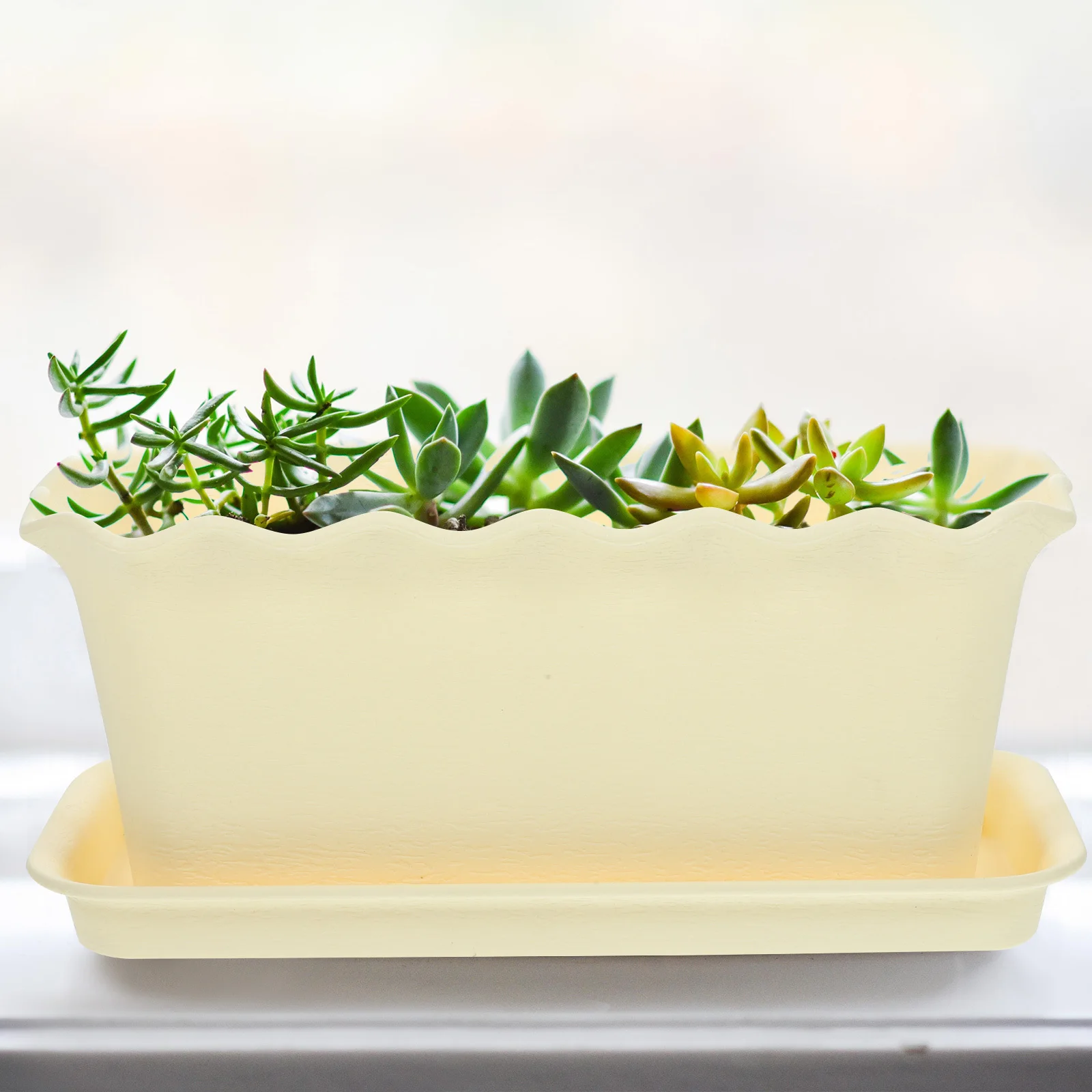 

1 Set Of Rectangular Flower Pots With Drainage Holes Plastic Plant Container For Succulents Vegetables Use Planter