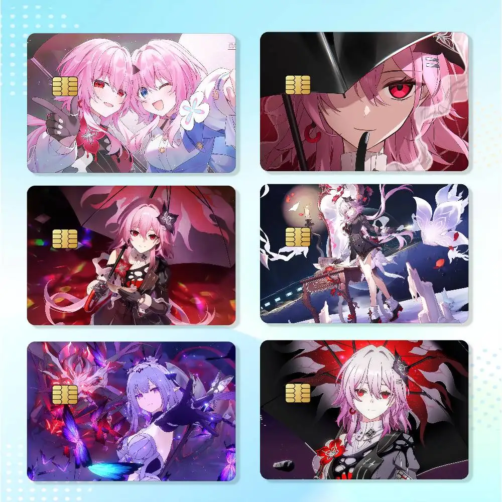 Game Honkai Star Rail Evernight Credit Skin Cover Card Stickers 4PCS Film Bus Pass Front Decoration Bank Debit Waterproof