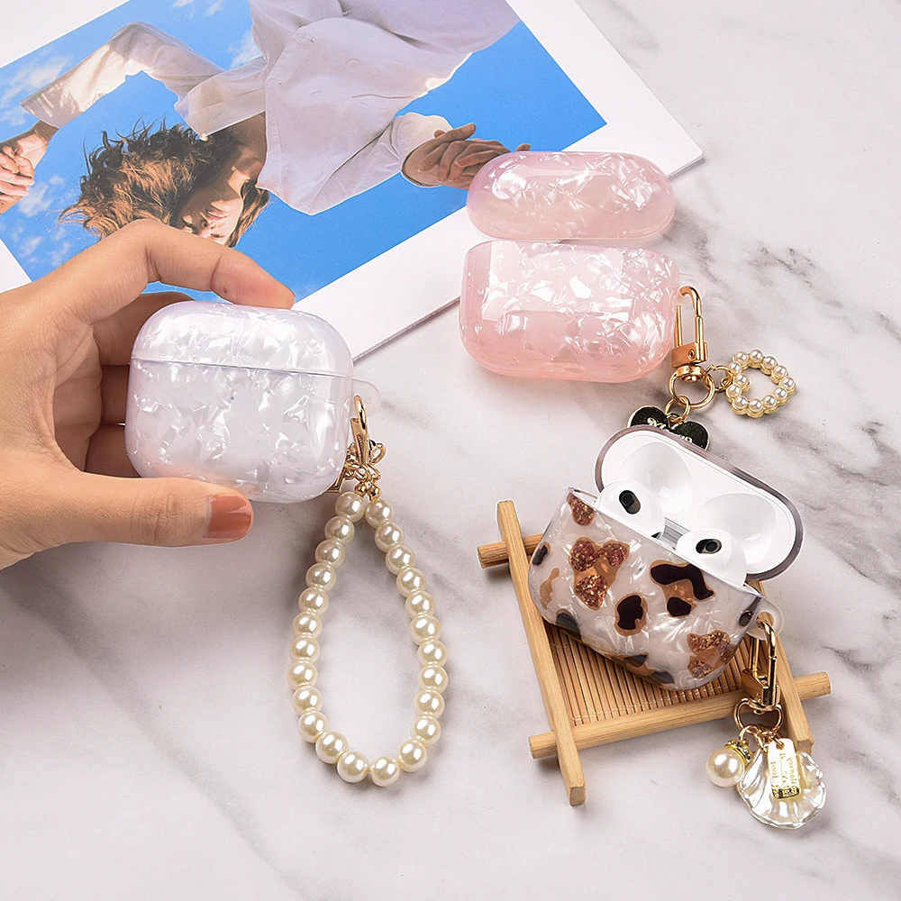 Pearl Earphone Cases For Airpods Pro 2 Leopard Pendant Headphone Protective Cover For Apple Airpod 3 Pro 2 1 3rd Generation Case
