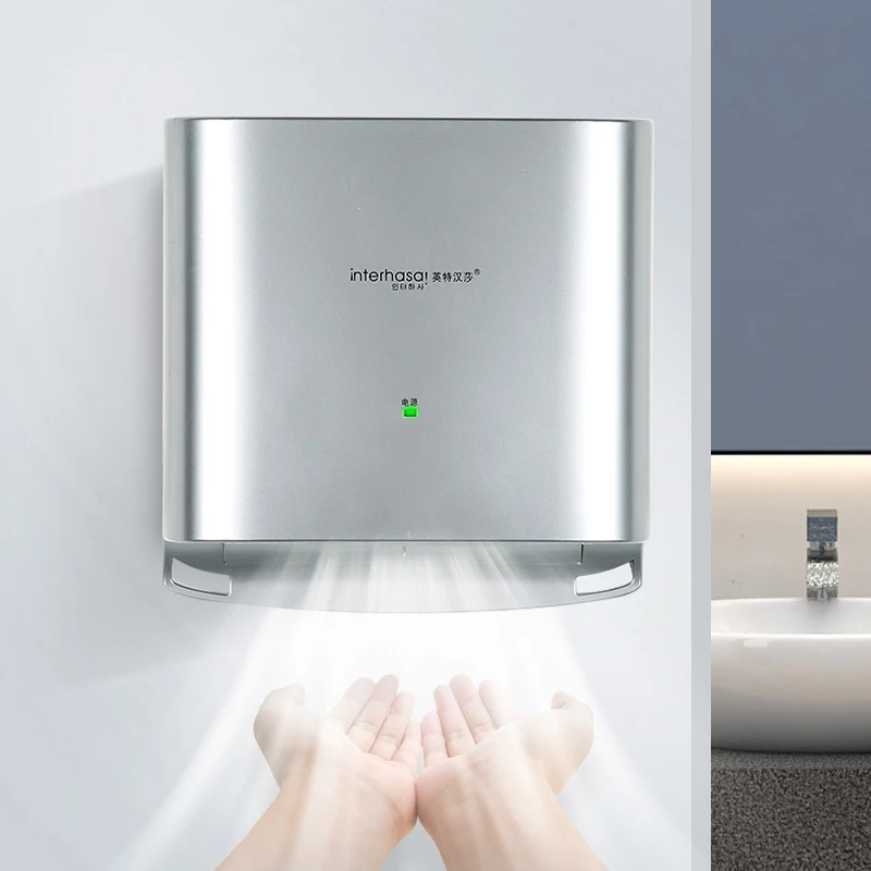 Secador de manos eléctrico con Sensor infrarrojo, secador de pelo de chorro para baño, instalación sin perforaciones, soplado de teléfono móvil