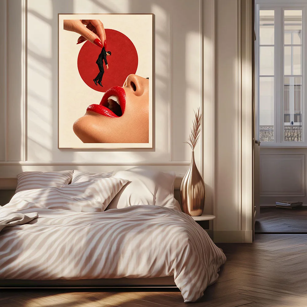 Man Eater Art Canvas Print Girl Aesthetic Poster Dark Feminine Trendy for Modern Living Room Decor