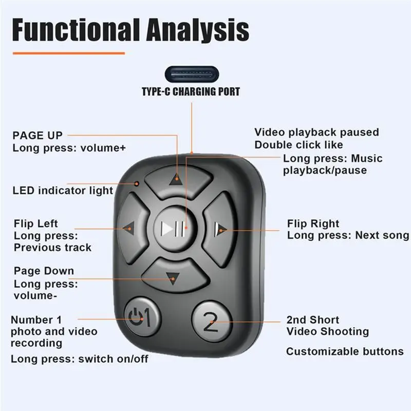 A33T Wireless BT Shutter Release Button Mini Fingertip Ring Remote Control Phone Selfie Controller Self-Timer for Video
