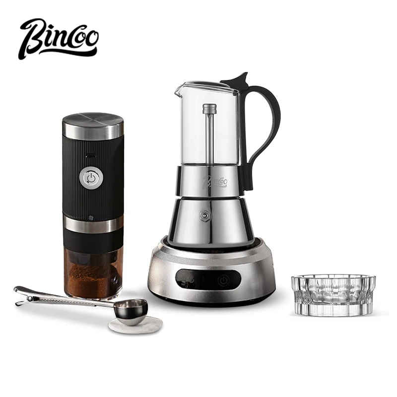 BINCOO Dual-valve Moka Pot Stainless Steel Brewing Coffee Pot Espresso Home Small Coffee Maker with Electric Stove Coffee Utensi
