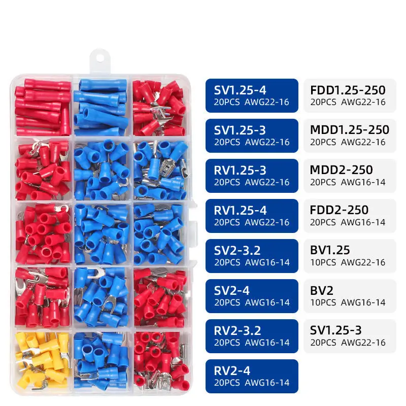 Ensemble d'outils de sertissage de fil SN-02C, connecteurs électriques de fil isolé, bout à sertir, anneau, pelle, bornes, Kit d'assortiment de cosses de câble