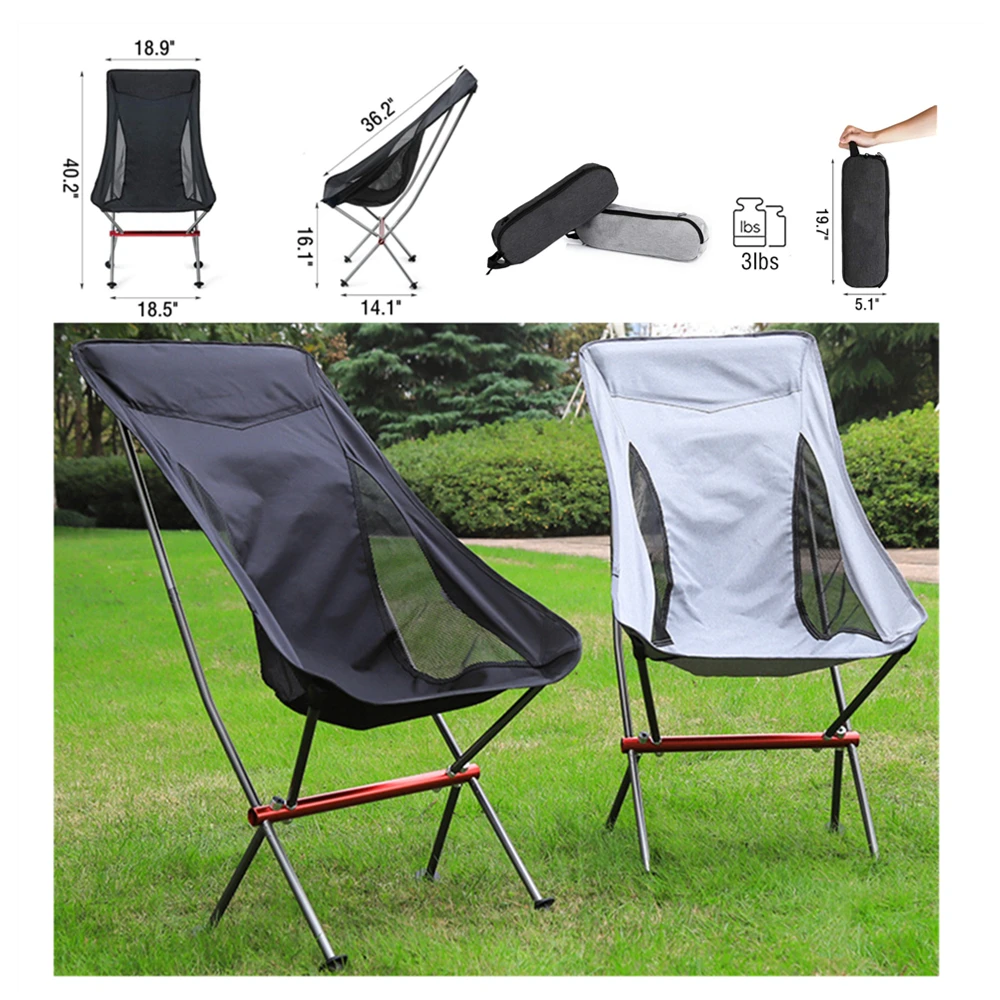 Camping Chair Outdoor Ultralight Folding Moon Chairs Portable Beach Chair Aluminiu Alloy Fishing Chair For Picnic BBQ Beach Rest