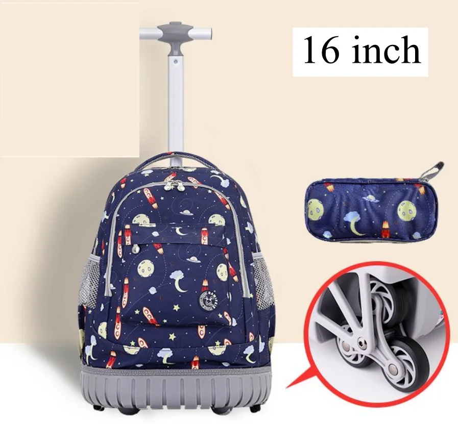 18 Inch  Rolling Backpack 6 wheels 16 Inch Travel Luggage Suitcase Girls Wheeled Backpack for College School Trolley Bags Boys