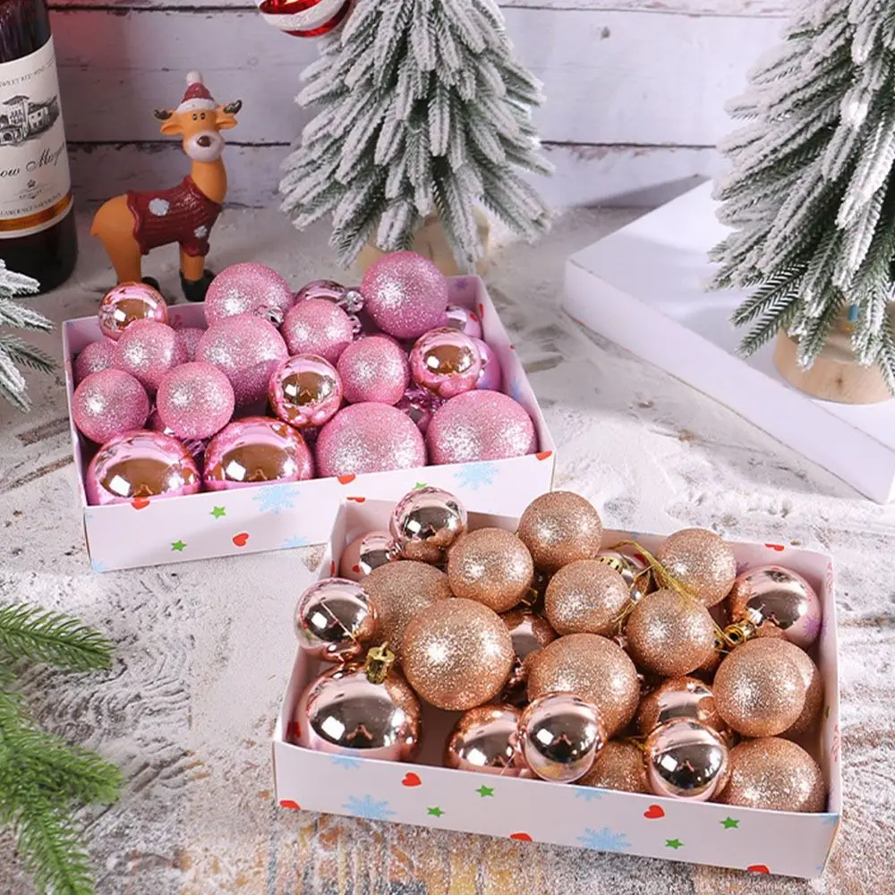 26Pcs 4/5/6cm Hand-painted Painted Christmas Ball Set Plastic Round Christmas Hanging Ball DIY Elegant