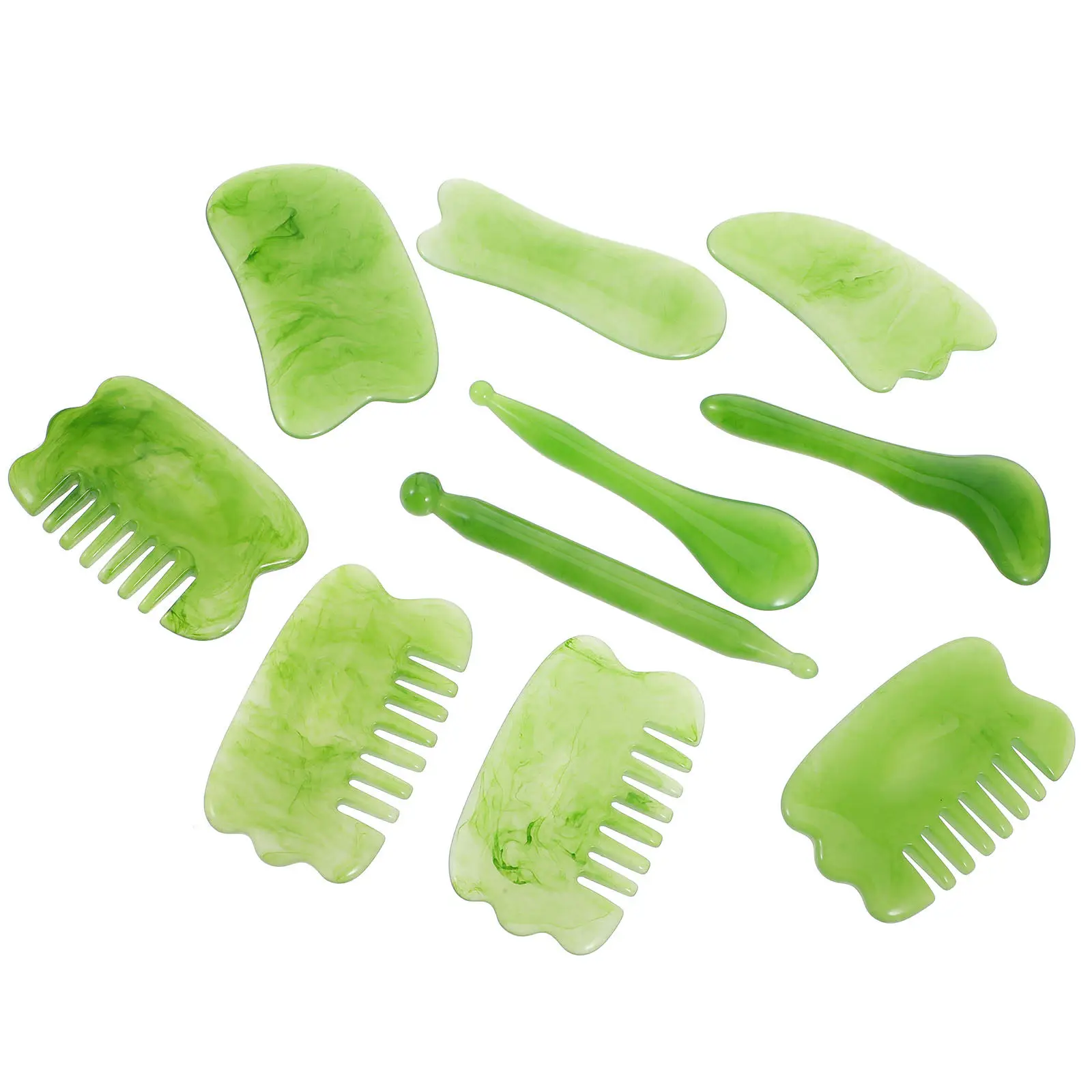 

Набор из 10 массажных скребков Гуаша из смолы для лица, шеи, плеч, ног и стоп, инструмент для ухода за кожей и снятия стресса