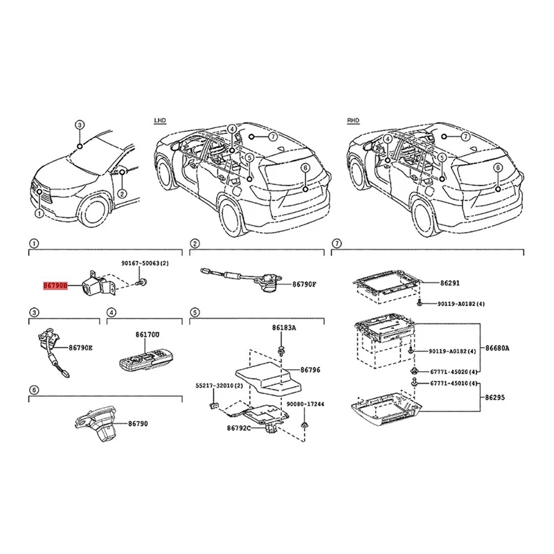 New Front Image Camera Assembly Surround View Camera 86790-0E081 For Toyota Highlander 2013-2019 Car Park Assist Camera