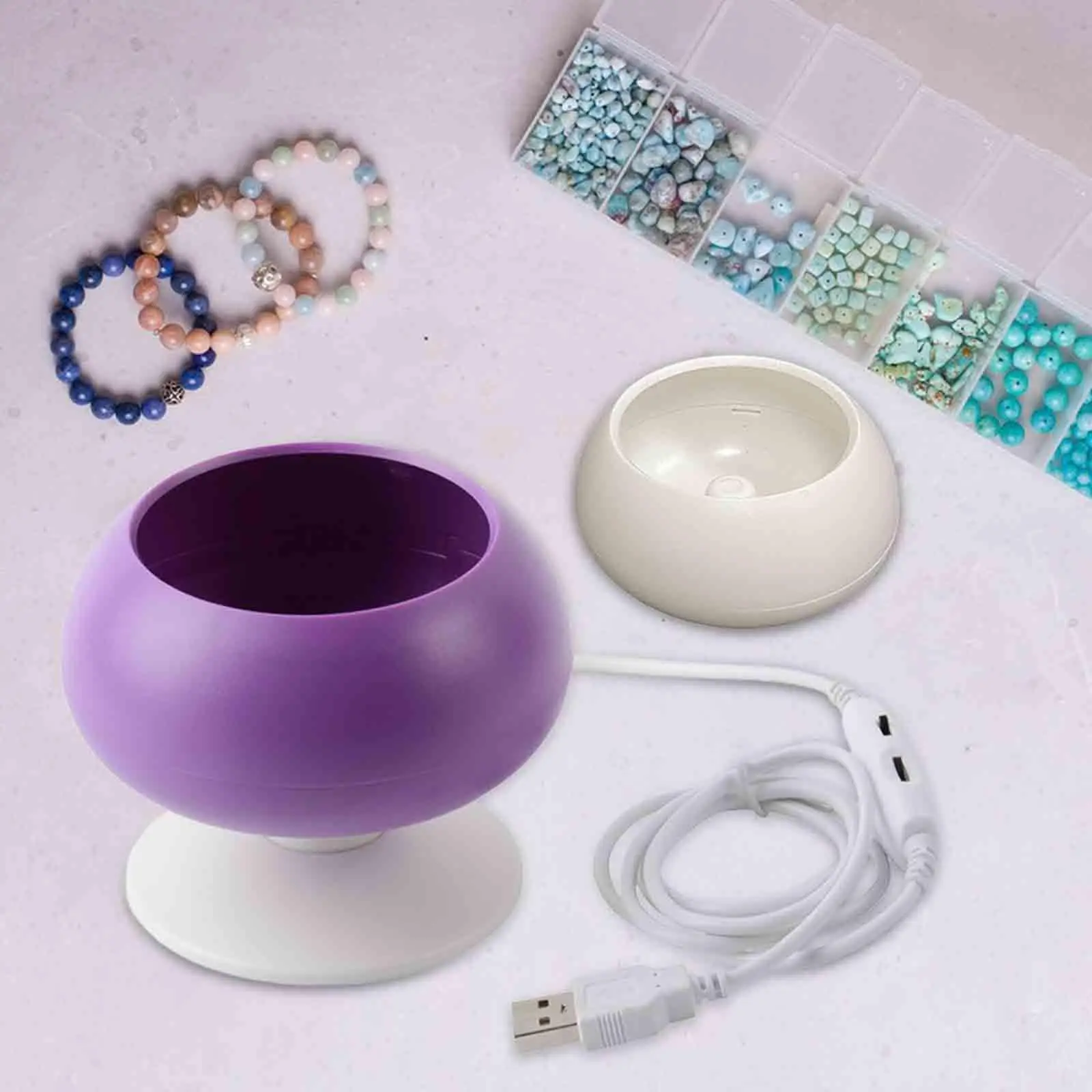 高速ビーズボウル、電動スピナー、高品質プラスチック製ジュエリーアクセサリー。ビーズブレスレット作成セット用。