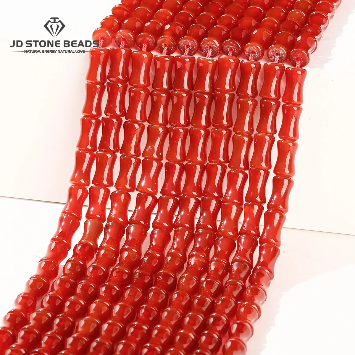 

6*10mm Natural Stone Red Agate Carved Bamboo Shape Bead Loose Spacer for Jewelry Making Diy Necklace Bracelet Accessory 1 Strand