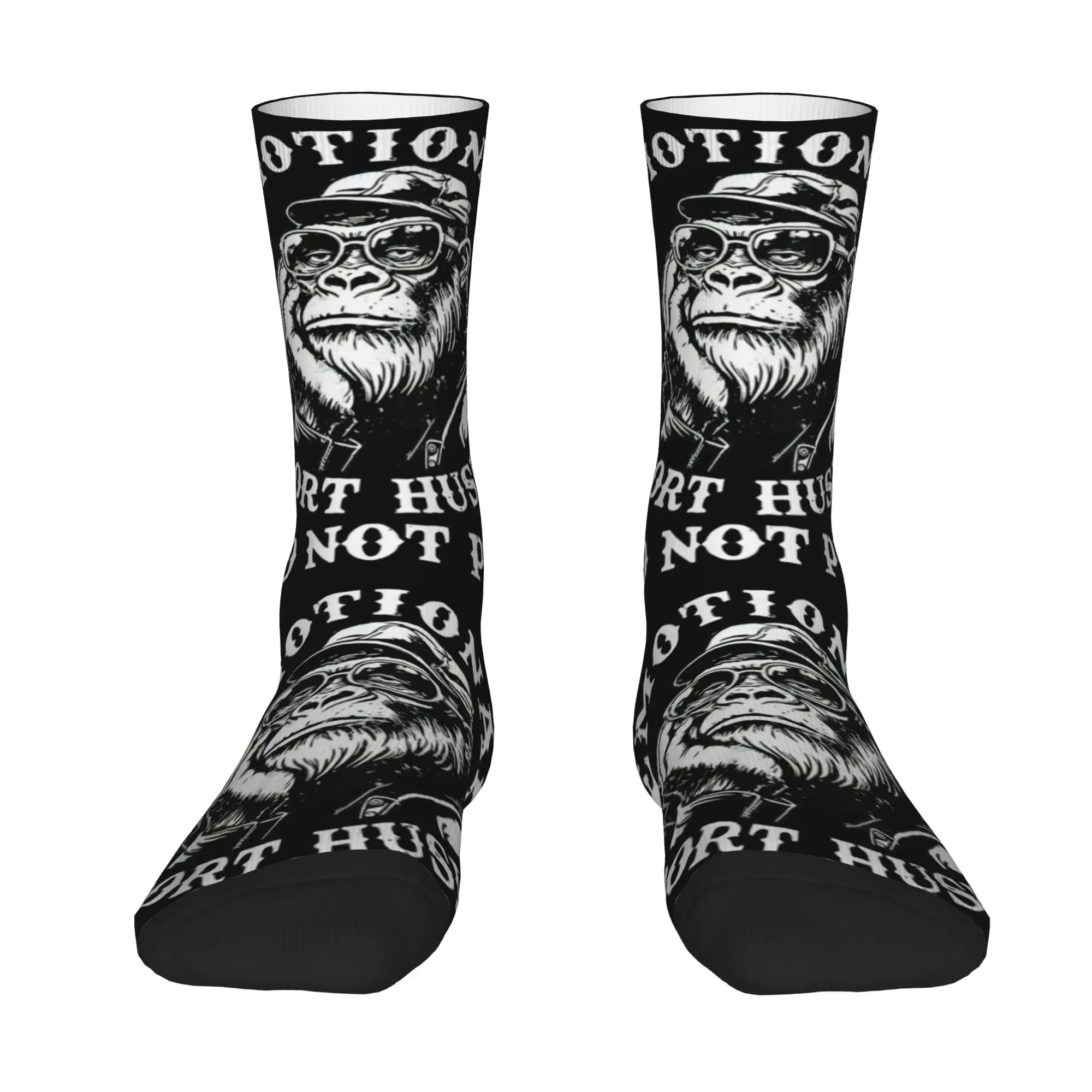 1 Pair Funny Crazy Sock for Men Emotional Support Husband Do Not Pet Funny Monkey Hip Hop Emotional Support Husband Sock Casual