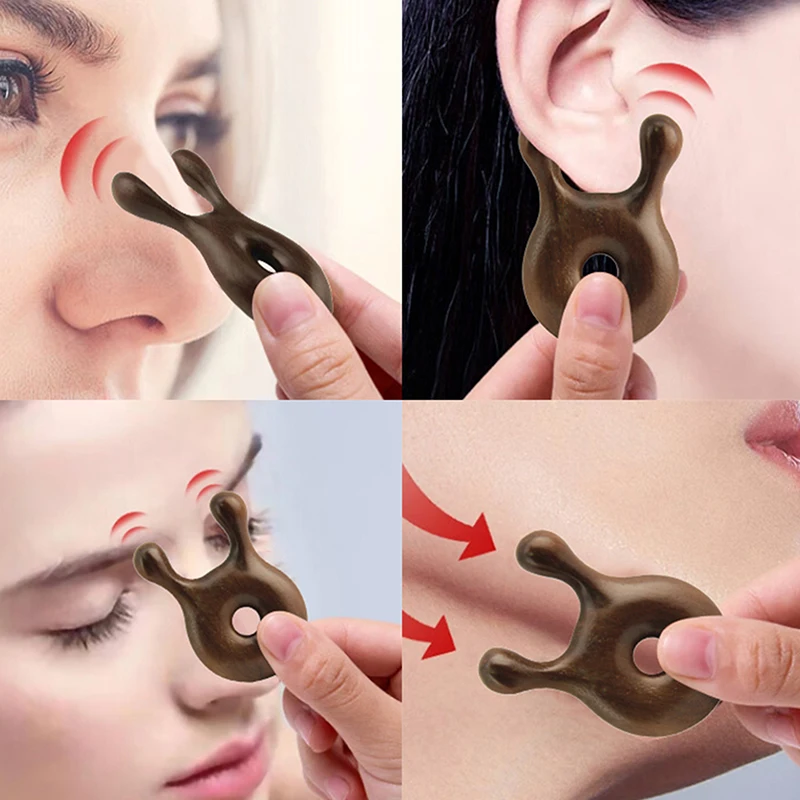 Sandalwood Hollow Out Nose Massager Promote Blood Circulation Trigger Point Reduce Puffiness Nose Lifting Gua Sha Tool