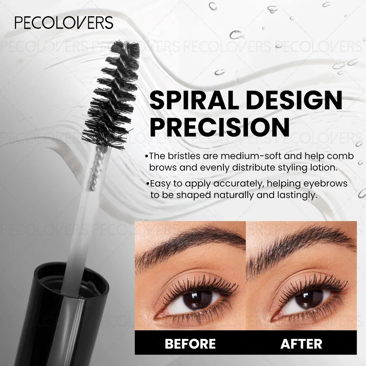 Gel Fijador de Cejas 3D Transparente, Resistente al Agua, con Cepillo, Cera para Peinar las Cejas